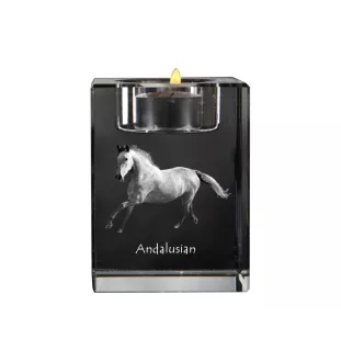 Andalusian - Candle holder with picture of a horse, crystal tealight holder, personalised gift by Art-Dog brand