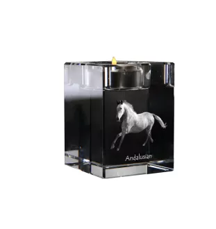 Andalusian - Candle holder with picture of a horse, crystal tealight holder, personalised gift by Art-Dog brand