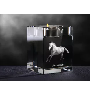 Andalou - Bougeoir avec image d'un cheval, porte bougie en cristal, cadeau personnalisé par la marque Art-Dog