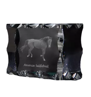 Cheval de selle américain - Kristall mit einem Pferdebild, Glasstatuette mit einem Bild, einzigartiger Bilderrahmen der Marke Art-Dog