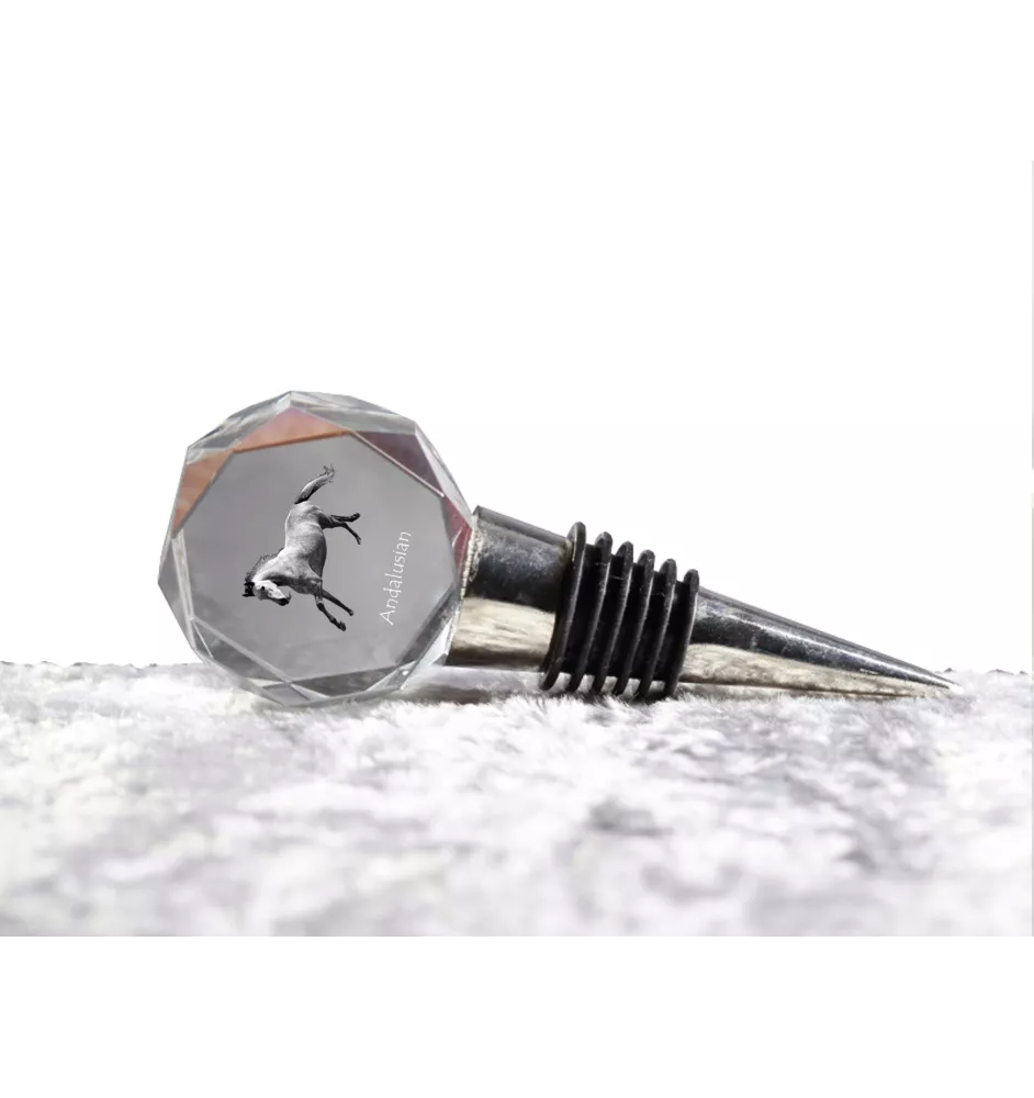 Andalusian - Bottle stopper, crystal wine stopper with picture of a horse, personalised gift for bartender by Art-Dog brand