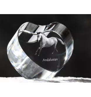 Andalou - une photo de cheval dans un cristal, un cœur en cristal, un cadre exceptionnel avec une photo de la marque Art-Dog