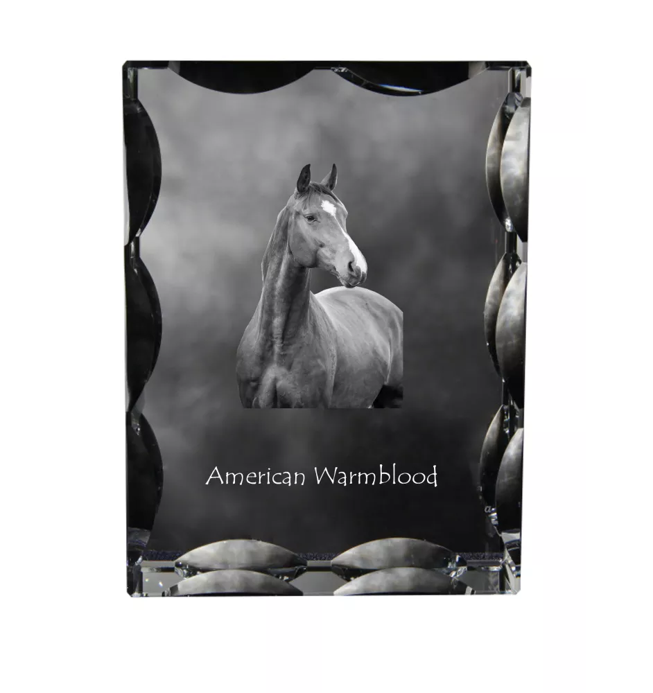 Cheval de sang américain - Kristall mit einem Pferdebild, Glasstatuette mit einem Bild, einzigartiger Bilderrahmen der Marke Art-Dog