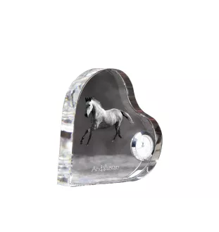 Andalusier - Kristalluhr mit einem Pferdebild, Herzregal-Uhr, personalisierte Standuhr der Marke Art-Dog