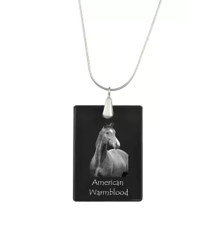 Amerikanisches Warmblut - Crystal pendant with horse, silver necklace with photo, personalised pendant by Art-Dog brand