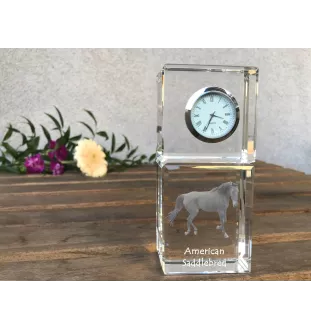 American Saddlebred - crystal clock with a photo, photo of a horse in crystal, personalized desk clock by Art-Dog brand