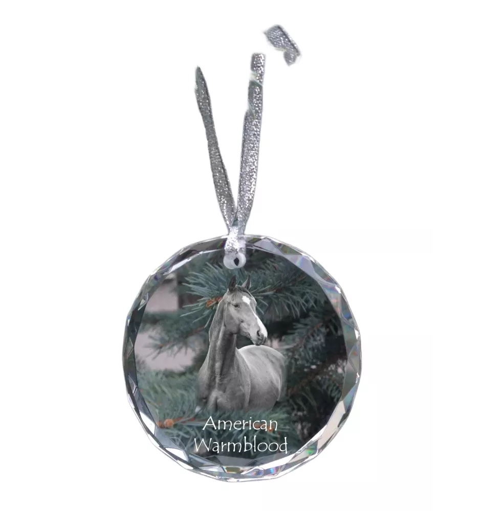 Cheval de sang américain - boule de Noël en cristal avec une photo, photo de cheval dans le cristal, décoration personnalisée pour sapin de Noël de la marque Art-Dog