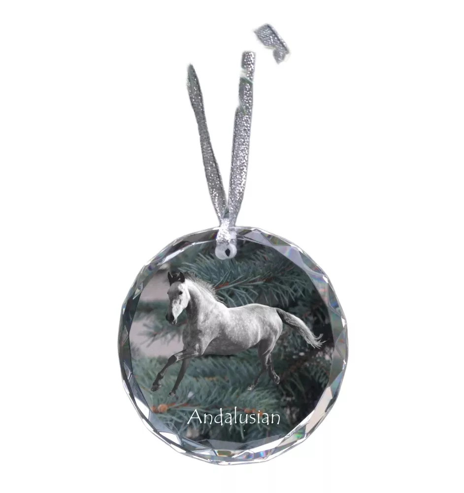 Andalou - boule de Noël en cristal avec une photo, photo de cheval dans le cristal, décoration personnalisée pour sapin de Noël de la marque Art-Dog