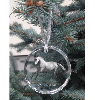 Andalusier - Kristallkugel mit einem Foto, Pferdefoto im Kristall, personalisierter Weihnachtsbaumanhänger von der Marke Art-Dog