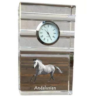 Andalou - horloge en verre avec photo, photo de cheval dans un cristal, horloge de bureau personnalisée de la marque Art-Dog