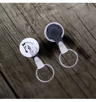 Andalou - porte-clés unique avec une photo de cheval, produit fait à la main, accroche légère et pratique de la marque Art-Dog