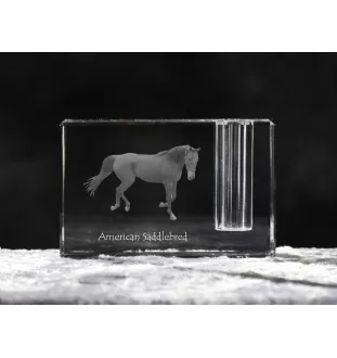 Cheval de selle américain - Porte-stylos, organiseur en cristal avec image d'un cheval, décoration de bureau unique par la marque Art-Dog