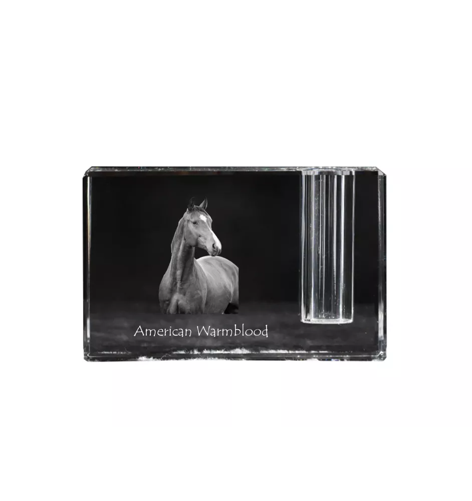 American Warmblood - Pen stand, crystal organiser with picture of a horse, unique desk decoration by Art-Dog brand