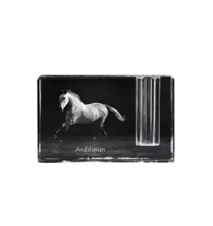 Andalou - Porte-stylos, organiseur en cristal avec image d'un cheval, décoration de bureau unique par la marque Art-Dog