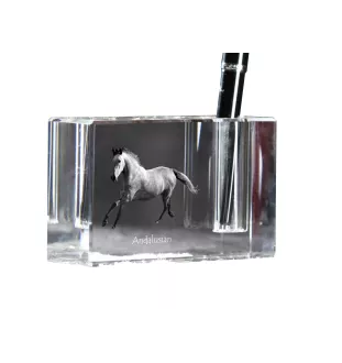 Andalusian - Pen stand, crystal organiser with picture of a horse, unique desk decoration by Art-Dog brand