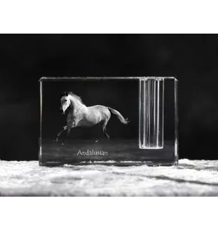 Andalusian - Pen stand, crystal organiser with picture of a horse, unique desk decoration by Art-Dog brand