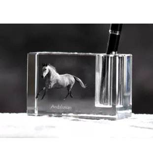 Andalusian - Pen stand, crystal organiser with picture of a horse, unique desk decoration by Art-Dog brand