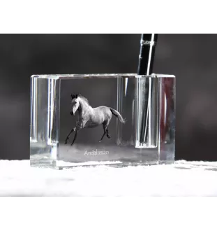 Andalusian - Pen stand, crystal organiser with picture of a horse, unique desk decoration by Art-Dog brand