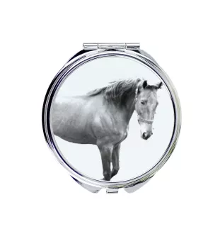 American Saddlebred - Taschenspiegel mit Pferd, personalisierter Taschenspiegel, kompakter Spiegel mit Art-Dog-Logo