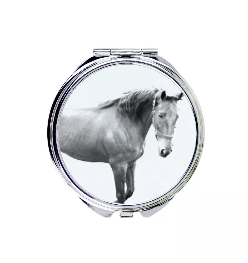 American Saddlebred - Taschenspiegel mit Pferd, personalisierter Taschenspiegel, kompakter Spiegel mit Art-Dog-Logo