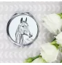 American Warmblood - pocket mirror with a horse, personalized mirror for a purse, compact mirror with Art-Dog brand print