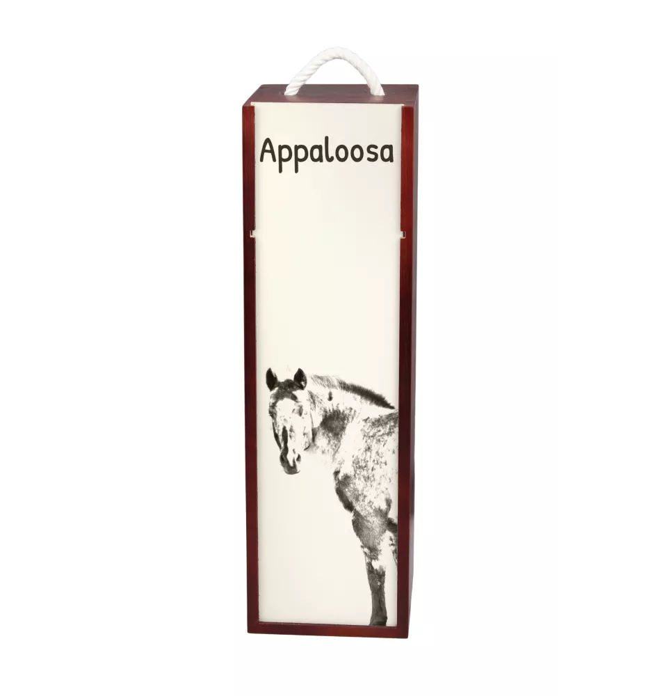 Appaloosa - boîte à vin avec un cheval, boîte à alcool avec une illustration, boîte cadeau personnalisée de la marque Art-Dog