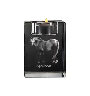 Appaloosa - Bougeoir avec image d'un cheval, porte bougie en cristal, cadeau personnalisé par la marque Art-Dog