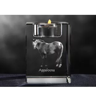 Appaloosa - Kerzenhalter mit Bild eines Pferdes, Teelichthalter aus Kristall, personalisiertes Geschenk der Marke Art-Dog