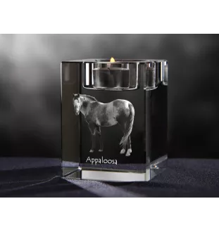 Appaloosa - Candle holder with picture of a horse, crystal tealight holder, personalised gift by Art-Dog brand