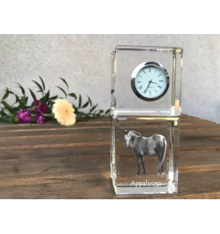 Appaloosa - montre en cristal avec photo, photo de cheval dans le cristal, horloge de bureau personnalisée de la marque Art-Dog