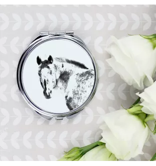 Appaloosa - pocket mirror with a horse, personalized mirror for a purse, compact mirror with Art-Dog brand print