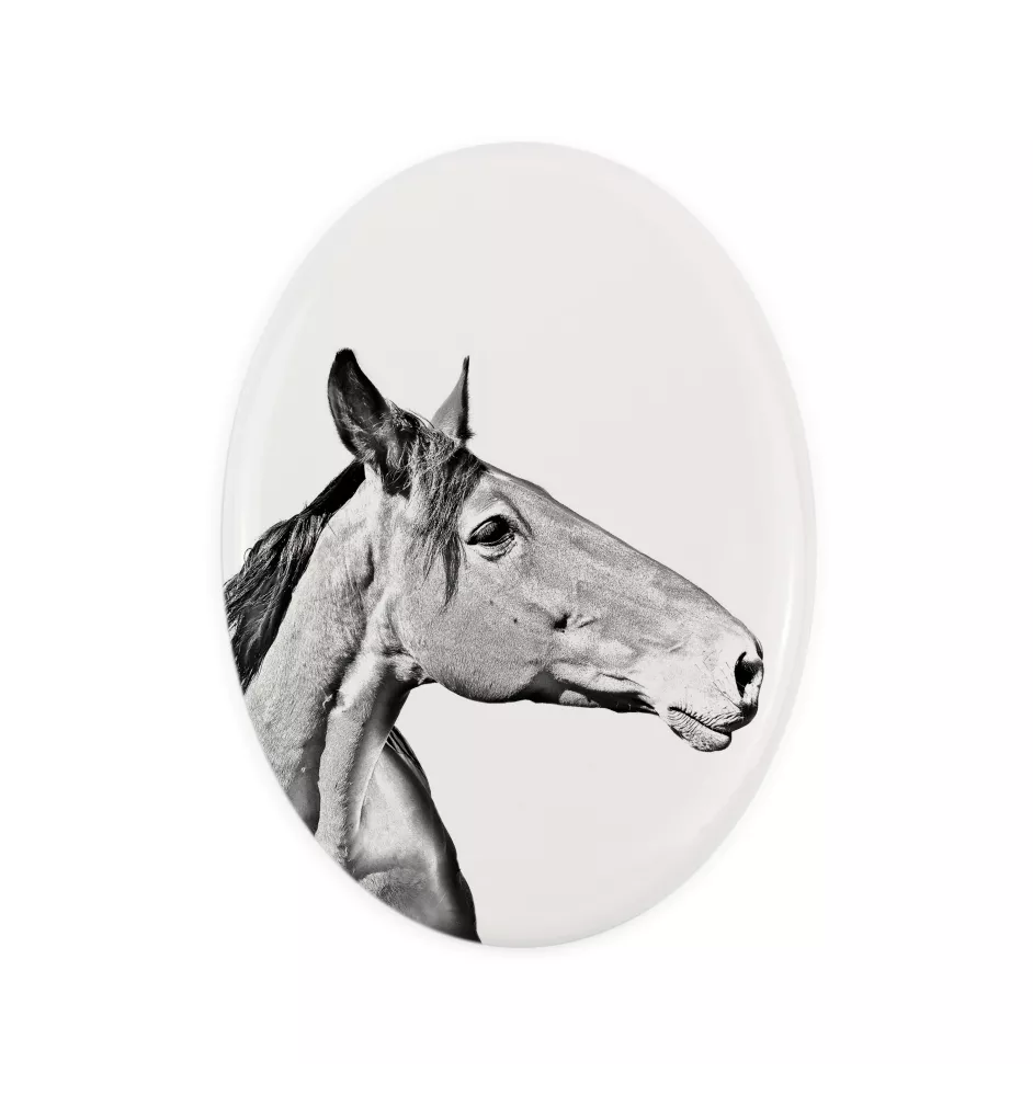Cheval d'élevage australien - une plaque commémorative avec une photo de cheval, une plaque funéraire avec une impression, une plaque ovale personnalisée de la marque Art-Dog