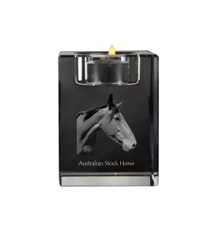 Cheval d'élevage australien - Bougeoir avec image d'un cheval, porte bougie en cristal, cadeau personnalisé par la marque Art-Dog