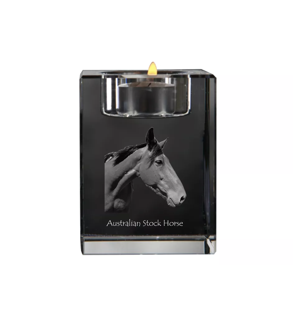 Australisches Zuchtpferd - Kerzenhalter mit Bild eines Pferdes, Teelichthalter aus Kristall, personalisiertes Geschenk der Marke Art-Dog