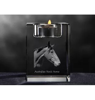 Australian Stock Horse - Candle holder with picture of a horse, crystal tealight holder, personalised gift by Art-Dog brand