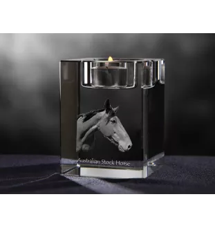 Cheval d'élevage australien - Bougeoir avec image d'un cheval, porte bougie en cristal, cadeau personnalisé par la marque Art-Dog