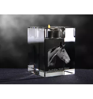 Australian Stock Horse - Candle holder with picture of a horse, crystal tealight holder, personalised gift by Art-Dog brand