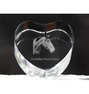 Cheval d'élevage australien - une photo de cheval dans un cristal, un cœur en cristal, un cadre exceptionnel avec une photo de la marque Art-Dog
