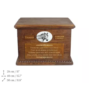 Basque Mountain Horse - urn for horse ashes, personalized urn with a photo, large box for horse ashes by Art-Dog brand