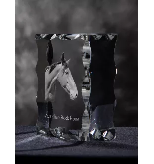 Australisches Zuchtpferd - crystal with a picture of a horse, glass statuette with a picture, unique frame with a picture from Art-Dog brand
