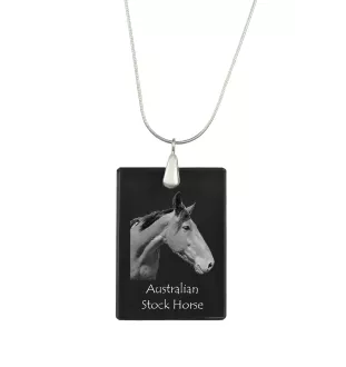 Cheval d'élevage australien - Crystal pendant with horse, silver necklace with photo, personalised pendant by Art-Dog brand
