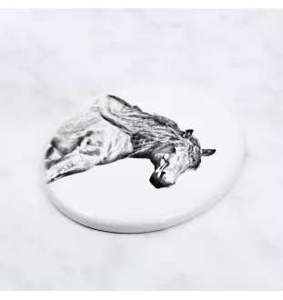 Cheval de montagne basque - une plaque commémorative avec une photo de cheval, une plaque funéraire avec une impression, une plaque ovale personnalisée de la marque Art-Dog