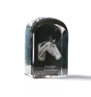 Cheval d'élevage australien - un cube de cristal avec une photo, une photo de cheval dans le cristal, un presse-papiers cubique de la marque Art-Dog
