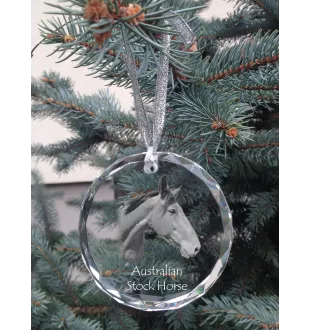 Cheval d'élevage australien - boule de Noël en cristal avec une photo, photo de cheval dans le cristal, décoration personnalisée pour sapin de Noël de la marque Art-Dog