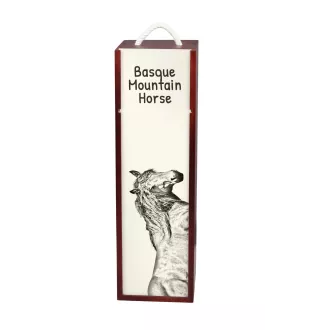 Cheval de montagne basque - boîte à vin avec un cheval, boîte à alcool avec une illustration, boîte cadeau personnalisée de la marque Art-Dog