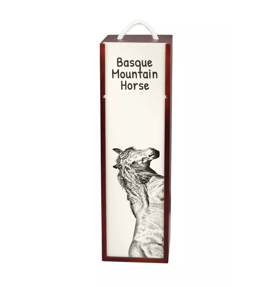 Basque Mountain Horse - wine box with a horse, alcohol box with graphics, personalized gift box from the Art-Dog brand