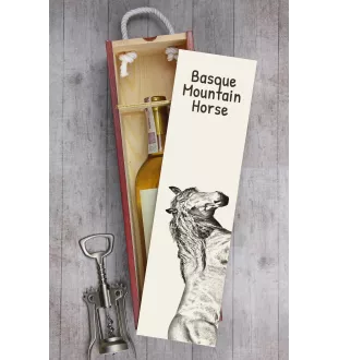 Cheval de montagne basque - boîte à vin avec un cheval, boîte à alcool avec une illustration, boîte cadeau personnalisée de la marque Art-Dog