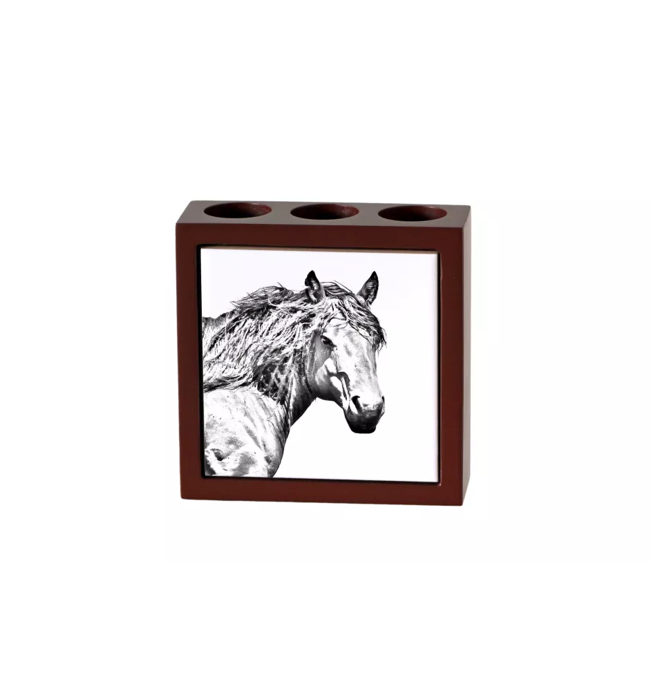 Basque Mountain Horse - pen holder with a horse, desk organizer with a print, personalized desk decoration from the Art-Dog brand