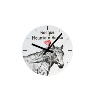 Baskisches Bergpferd - Wanduhr mit Pferd, Uhr mit Druck für das Regal, personalisierte Hausdekoration der Marke Art-Dog
