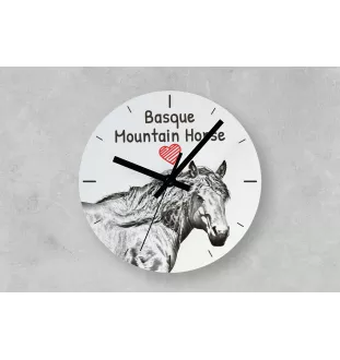 Basque Mountain Horse - wall clock with a horse, shelf clock with a print, personalized home decoration from the Art-Dog brand